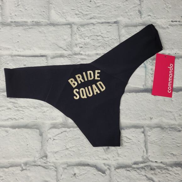 NWT Commando Bride Squad Black & Gold Lettered Thong size M/L - Picture 1 of 7